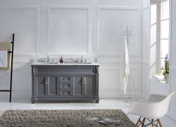 Virtu USA Victoria 60" Double Bath Vanity with Marble Top and Square Sink - Luxe Bathroom Vanities