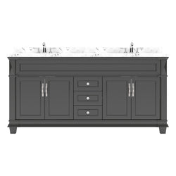 Virtu USA Victoria 72" Double Bath Vanity with Cultured Marble White Top and Square Sinks - Luxe Bathroom Vanities