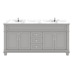 Virtu USA Victoria 72" Double Bath Vanity with Cultured Marble White Top and Square Sinks - Luxe Bathroom Vanities