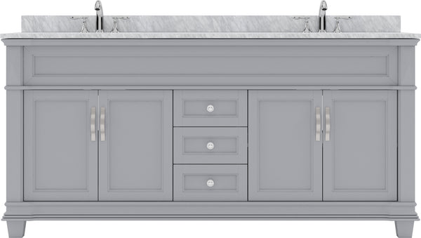 Virtu USA Victoria 72" Double Bath Vanity with White Marble Top and Round Sinks - Luxe Bathroom Vanities