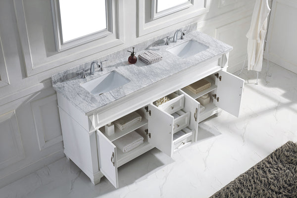 Virtu USA Victoria 72" Double Bath Vanity with Marble Top and Square Sink with Mirrors - Luxe Bathroom Vanities Luxury Bathroom Fixtures Bathroom Furniture