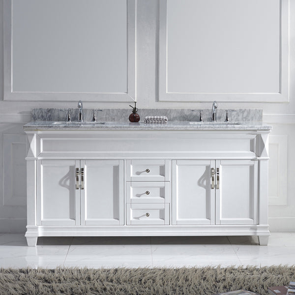 Virtu USA Victoria 72" Double Bath Vanity with Marble Top and Square Sink - Luxe Bathroom Vanities Luxury Bathroom Fixtures Bathroom Furniture