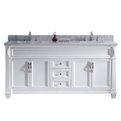 Virtu USA Victoria 72" Double Bath Vanity with Marble Top and Square Sink - Luxe Bathroom Vanities Luxury Bathroom Fixtures Bathroom Furniture