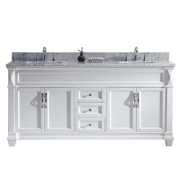 Virtu USA Victoria 72" Double Bath Vanity with Marble Top and Square Sink - Luxe Bathroom Vanities Luxury Bathroom Fixtures Bathroom Furniture