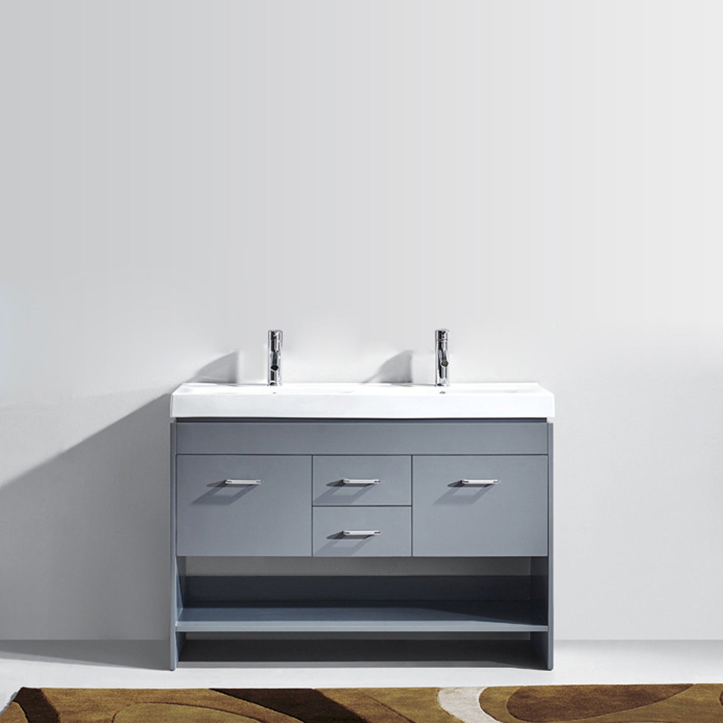 Virtu USA Gloria 48" Double Bath Vanity with White Ceramic Top and Square Sink with Polished Chrome Faucet - Luxe Bathroom Vanities Luxury Bathroom Fixtures Bathroom Furniture
