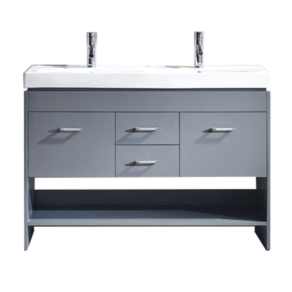 Virtu USA Gloria 48" Double Bath Vanity with White Ceramic Top and Square Sink with Polished Chrome Faucet - Luxe Bathroom Vanities Luxury Bathroom Fixtures Bathroom Furniture