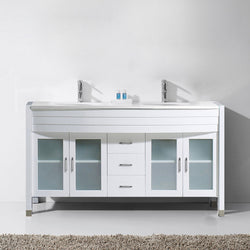 Virtu USA Ava 63" Double Bath Vanity in Espresso with White Engineered Stone Top and Round Sinks - Luxe Bathroom Vanities