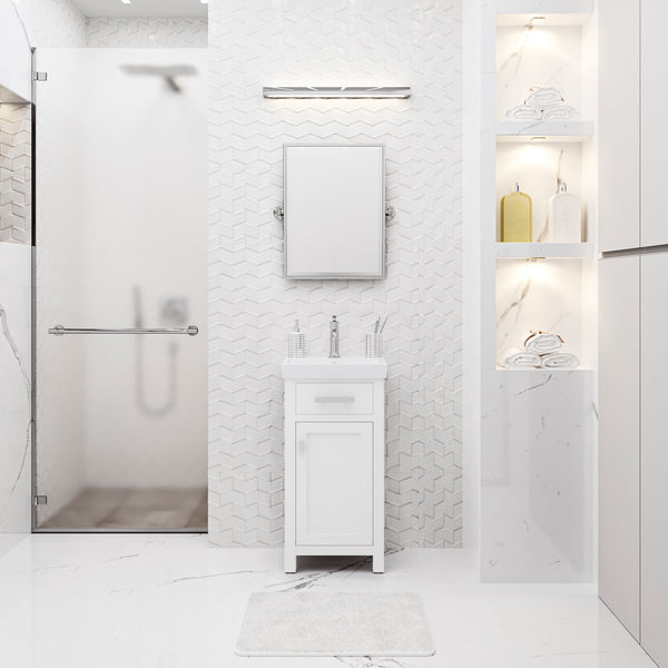 Water Creation MIA 18 Inch MDF Single Bowl Ceramics Top Vanity With Single Door - Luxe Bathroom Vanities