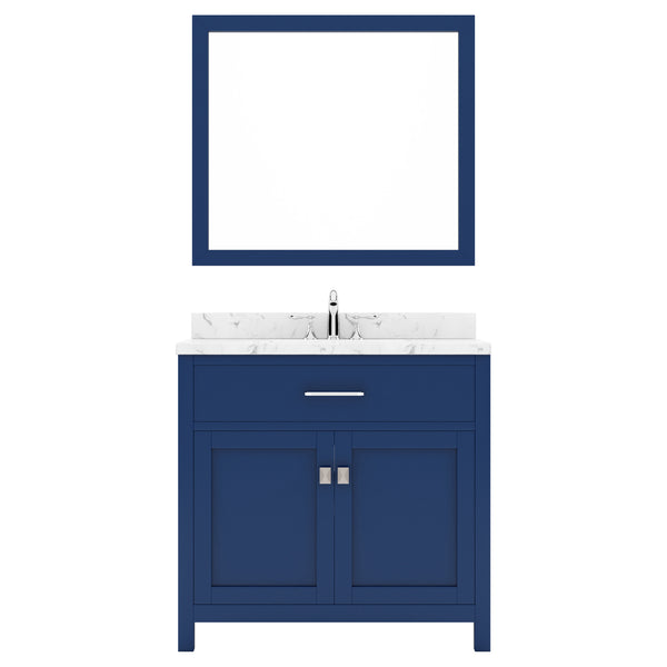 Virtu USA Caroline 36" Single Bath Vanity in Espresso with White Quartz Top and Square Sink with Brushed Nickel Faucet with Matching Mirror - Luxe Bathroom Vanities