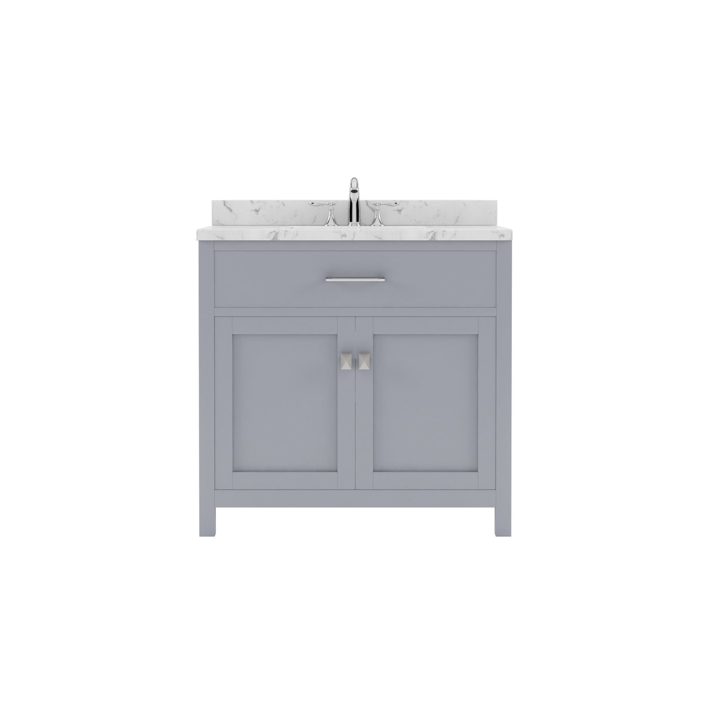 Virtu USA Caroline 36" Single Bath Vanity in Espresso with White Quartz Top and Square Sink with Brushed Nickel Faucet with Matching Mirror - Luxe Bathroom Vanities