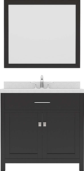 Virtu USA Caroline 36" Single Bath Vanity with Dazzle White Top and Round Sink with Polished Chrome Faucet and Mirror - Luxe Bathroom Vanities Luxury Bathroom Fixtures Bathroom Furniture