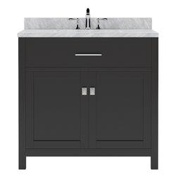 Virtu USA Caroline 36" Single Bath Vanity with White Marble Top and Round Sink - Luxe Bathroom Vanities