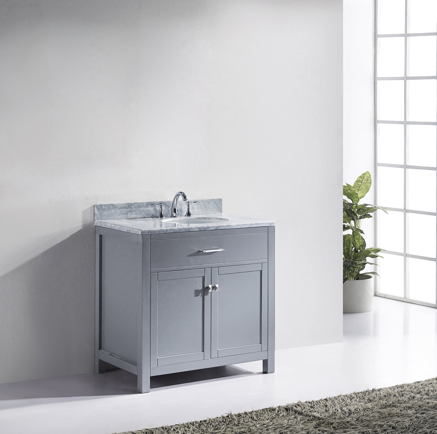 Virtu USA Caroline 36" Single Bath Vanity with Marble Top and Round Sink - Luxe Bathroom Vanities Luxury Bathroom Fixtures Bathroom Furniture