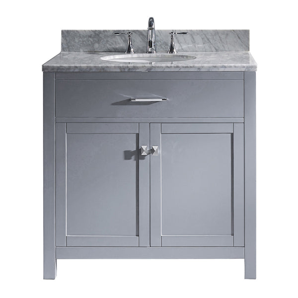 Virtu USA Caroline 36" Single Bath Vanity with Marble Top and Round Sink - Luxe Bathroom Vanities Luxury Bathroom Fixtures Bathroom Furniture