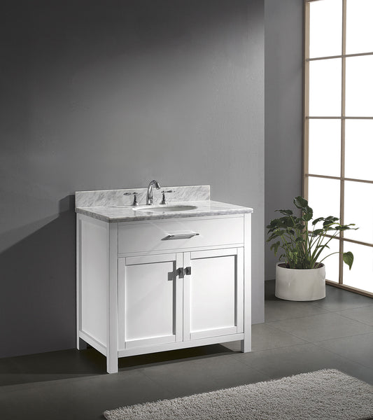 Virtu USA Caroline 36" Single Bath Vanity with Marble Top and Round Sink - Luxe Bathroom Vanities Luxury Bathroom Fixtures Bathroom Furniture