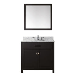 Virtu USA Caroline 36" Single Bath Vanity with Marble Top and Square Sink with Brushed Nickel Faucet and Mirror - Luxe Bathroom Vanities Luxury Bathroom Fixtures Bathroom Furniture