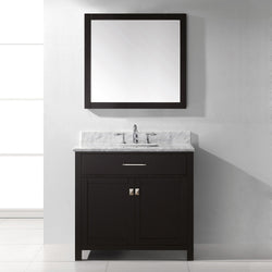 Virtu USA Caroline 36" Single Bath Vanity with Marble Top and Square Sink with Mirror - Luxe Bathroom Vanities Luxury Bathroom Fixtures Bathroom Furniture