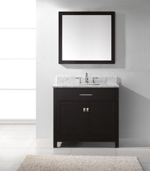 Virtu USA Caroline 36" Single Bath Vanity with Marble Top and Square Sink with Mirror - Luxe Bathroom Vanities Luxury Bathroom Fixtures Bathroom Furniture