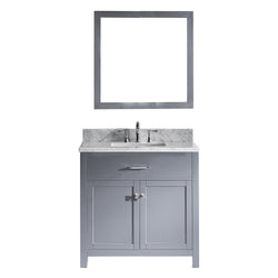 Virtu USA Caroline 36" Single Bath Vanity with Marble Top and Square Sink with Brushed Nickel Faucet and Mirror - Luxe Bathroom Vanities Luxury Bathroom Fixtures Bathroom Furniture