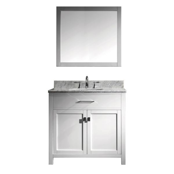 Virtu USA Caroline 36" Single Bath Vanity with Marble Top and Square Sink with Mirror - Luxe Bathroom Vanities Luxury Bathroom Fixtures Bathroom Furniture