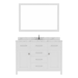 Virtu USA Caroline 48" Single Bath Vanity in Cashmere Gray with White Quartz Top and Square Sink with Polished Chrome Faucet with Matching Mirror - Luxe Bathroom Vanities