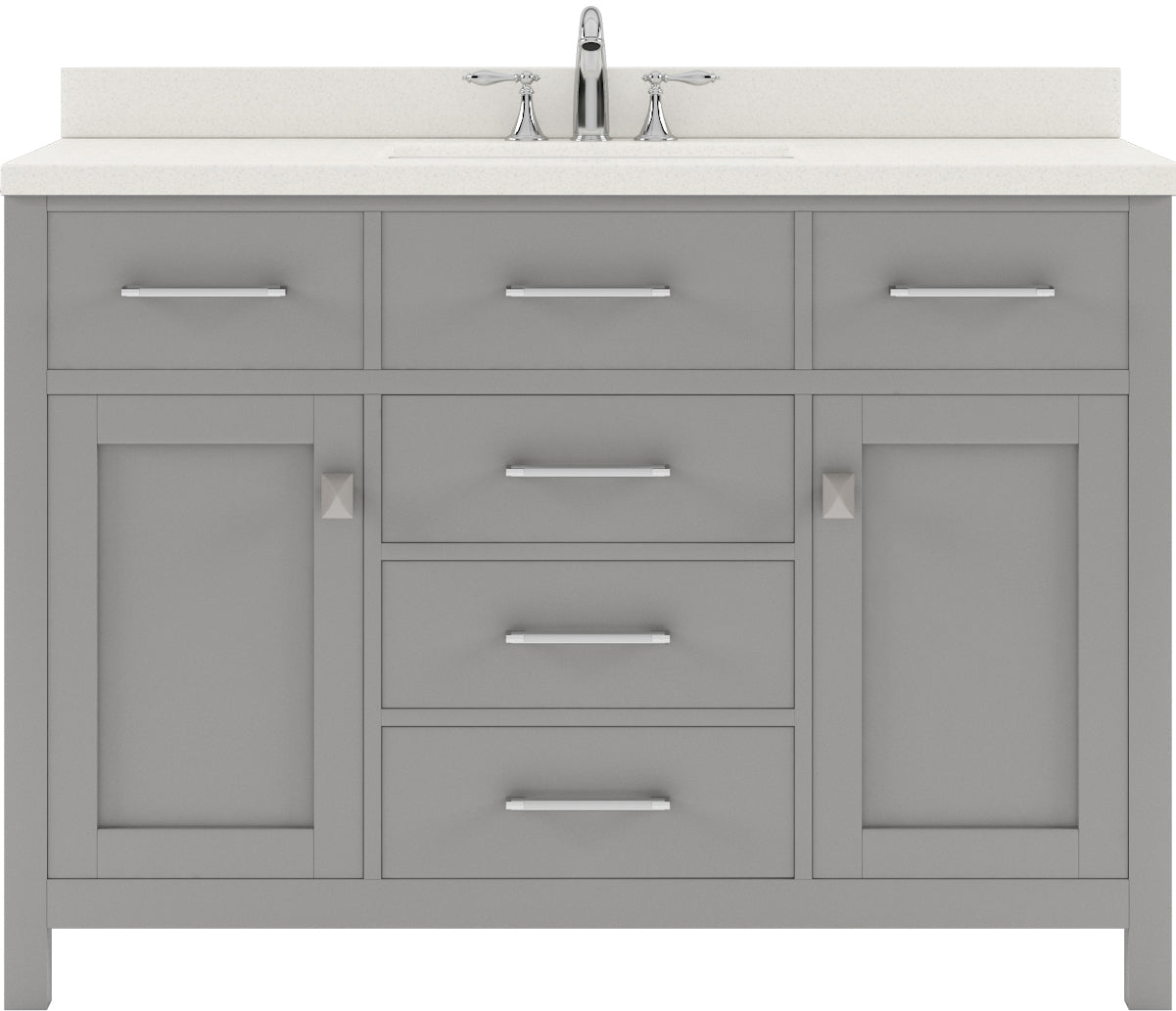 Virtu USA Caroline 48" Single Bath Vanity with White Quartz Top and Round Sink - Luxe Bathroom Vanities