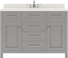 Virtu USA Caroline 48" Single Bath Vanity with White Quartz Top and Round Sink - Luxe Bathroom Vanities