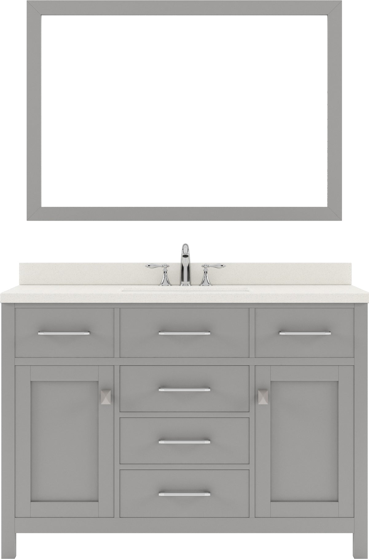 Virtu USA Caroline 48" Single Bath Vanity with Dazzle White Top and Round Sink with Mirror - Luxe Bathroom Vanities