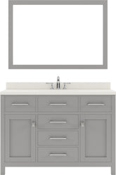 Virtu USA Caroline 48" Single Bath Vanity with Dazzle White Top and Round Sink with Mirror - Luxe Bathroom Vanities