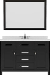 Virtu USA Caroline 48" Single Bath Vanity with Dazzle White Quartz Top and Round Sink with Brushed Nickel Faucet with Matching Mirror - Luxe Bathroom Vanities