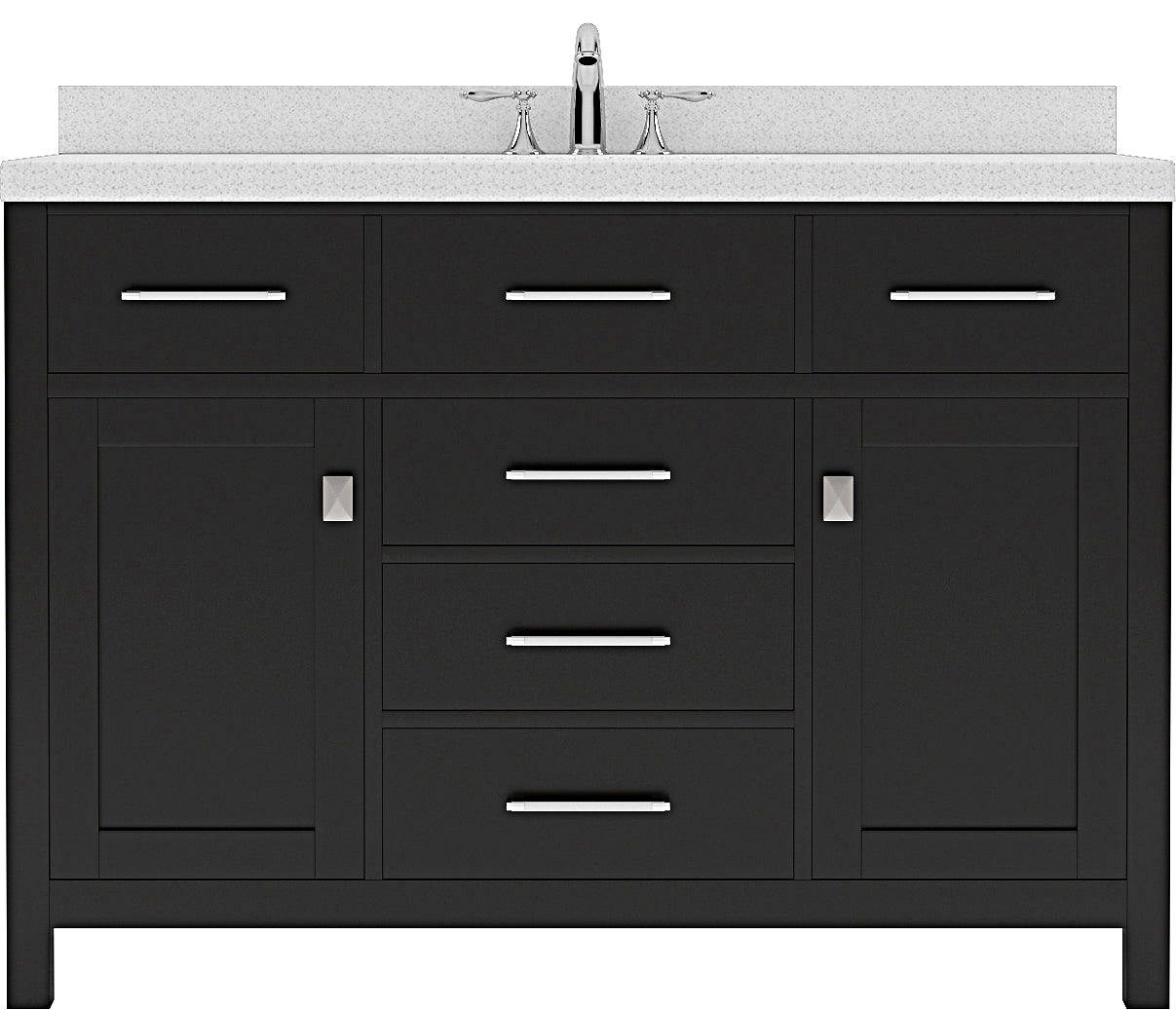 Virtu USA Caroline 48" Single Bath Vanity in Espresso with Dazzle White Top and Round Sink - Luxe Bathroom Vanities Luxury Bathroom Fixtures Bathroom Furniture