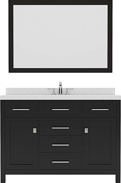 Virtu USA Caroline 48" Single Bath Vanity with Dazzle White Top and Round Sink with Mirror - Luxe Bathroom Vanities Luxury Bathroom Fixtures Bathroom Furniture