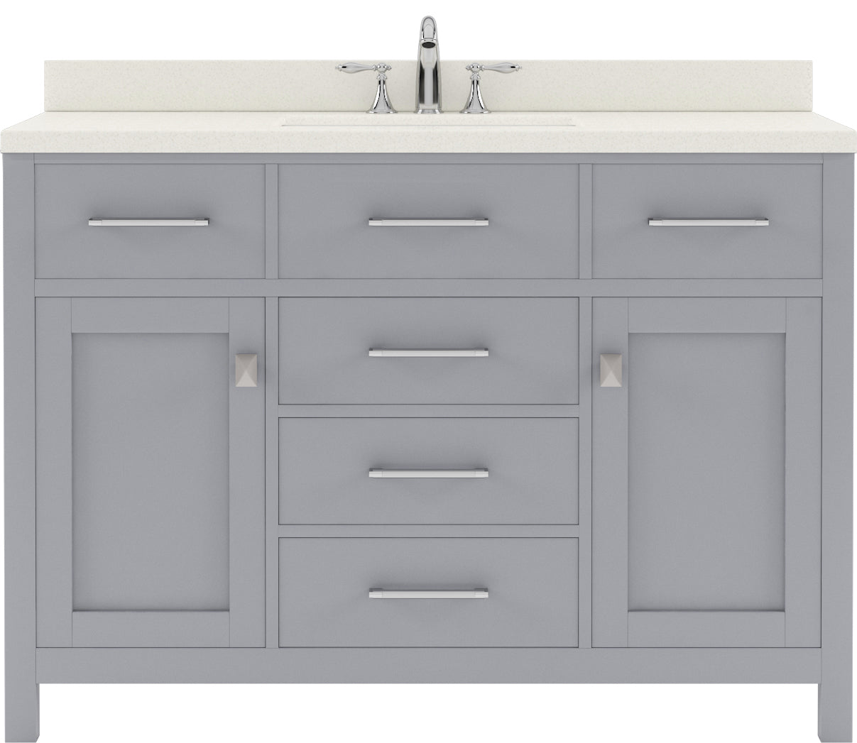 Virtu USA Caroline 48" Single Bath Vanity with White Quartz Top and Round Sink - Luxe Bathroom Vanities