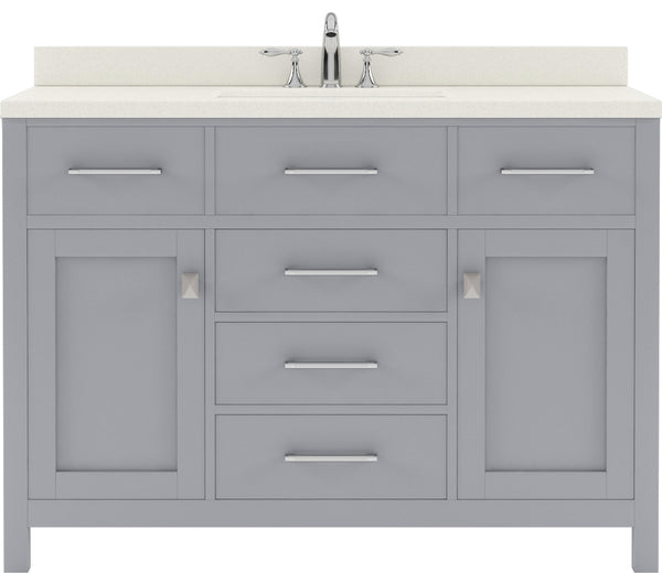 Virtu USA Caroline 48" Single Bath Vanity with White Quartz Top and Round Sink - Luxe Bathroom Vanities