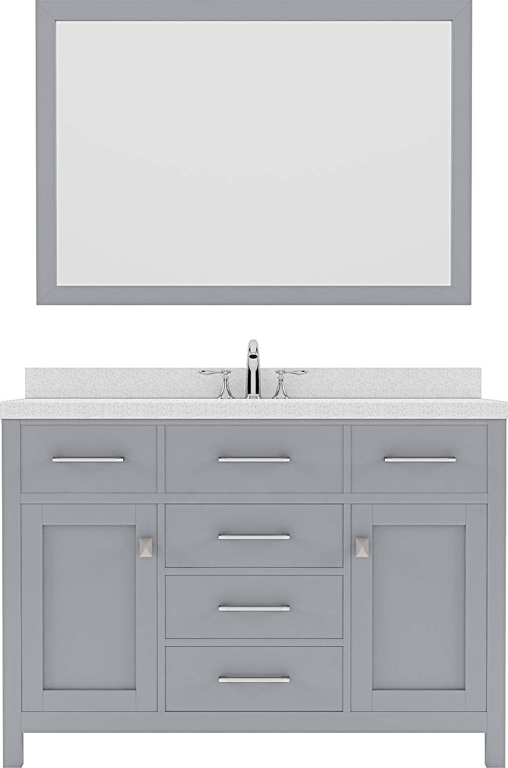 Virtu USA Caroline 48" Single Bath Vanity with Dazzle White Top and Round Sink with Mirror - Luxe Bathroom Vanities Luxury Bathroom Fixtures Bathroom Furniture