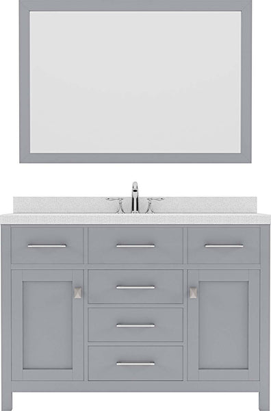 Virtu USA Caroline 48" Single Bath Vanity with Dazzle White Top and Round Sink with Mirror - Luxe Bathroom Vanities Luxury Bathroom Fixtures Bathroom Furniture