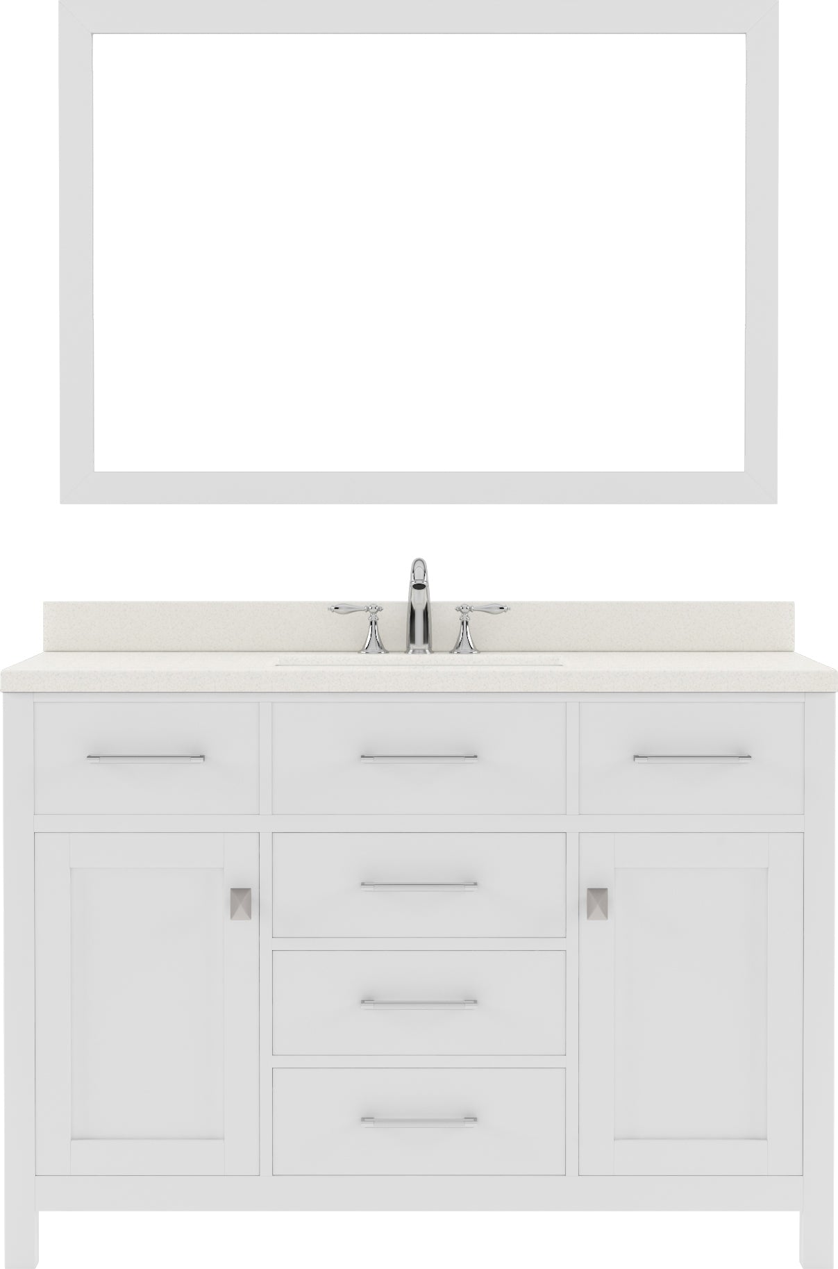 Virtu USA Caroline 48" Single Bath Vanity with Dazzle White Top and Round Sink with Mirror - Luxe Bathroom Vanities