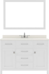 Virtu USA Caroline 48" Single Bath Vanity with Dazzle White Top and Round Sink with Mirror - Luxe Bathroom Vanities