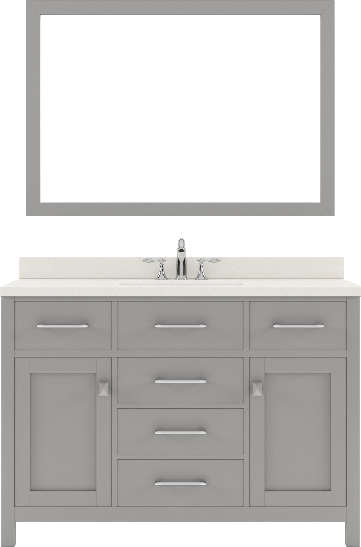 Virtu USA Caroline 48" Single Bath Vanity with Dazzle White Quartz Top and Square Sink with Brushed Nickel Faucet with Matching Mirror - Luxe Bathroom Vanities