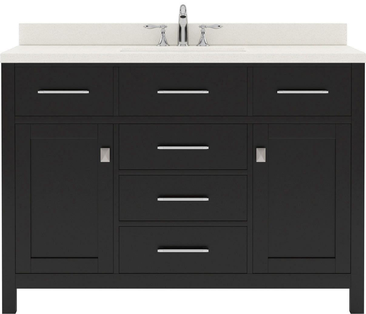 Virtu USA Caroline 48" Single Bath Vanity with White Quartz Top and Square Sink with Matching Mirror - Luxe Bathroom Vanities