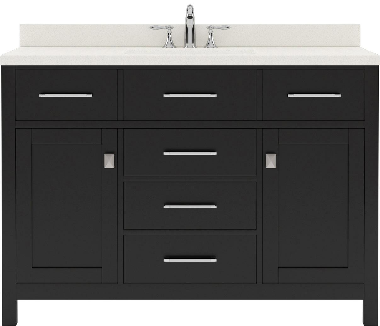 Virtu USA Caroline 48" Single Bath Vanity with Dazzle White Quartz Top and Square Sink with Brushed Nickel Faucet with Matching Mirror - Luxe Bathroom Vanities