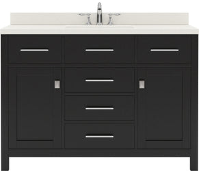 Virtu USA Caroline 48" Single Bath Vanity with Dazzle White Quartz Top and Square Sink with Brushed Nickel Faucet with Matching Mirror - Luxe Bathroom Vanities