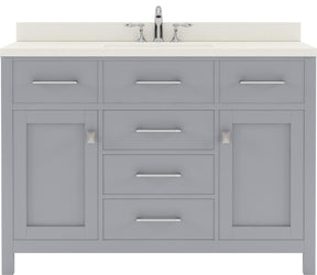 Virtu USA Caroline 48" Single Bath Vanity with Dazzle White Quartz Top and Square Sink with Brushed Nickel Faucet with Matching Mirror - Luxe Bathroom Vanities