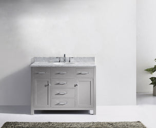 Virtu USA Caroline 48" Single Bath Vanity with White Marble Top and Round Sink - Luxe Bathroom Vanities