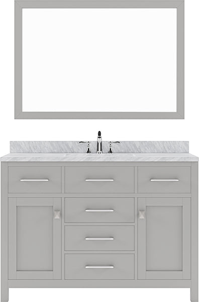 Virtu USA Caroline 48" Single Bath Vanity with White Marble Top and Round Sink with Matching Mirror - Luxe Bathroom Vanities