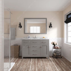 Virtu USA Caroline 48" Single Bath Vanity with White Marble Top and Square Sink with Matching Mirror - Luxe Bathroom Vanities