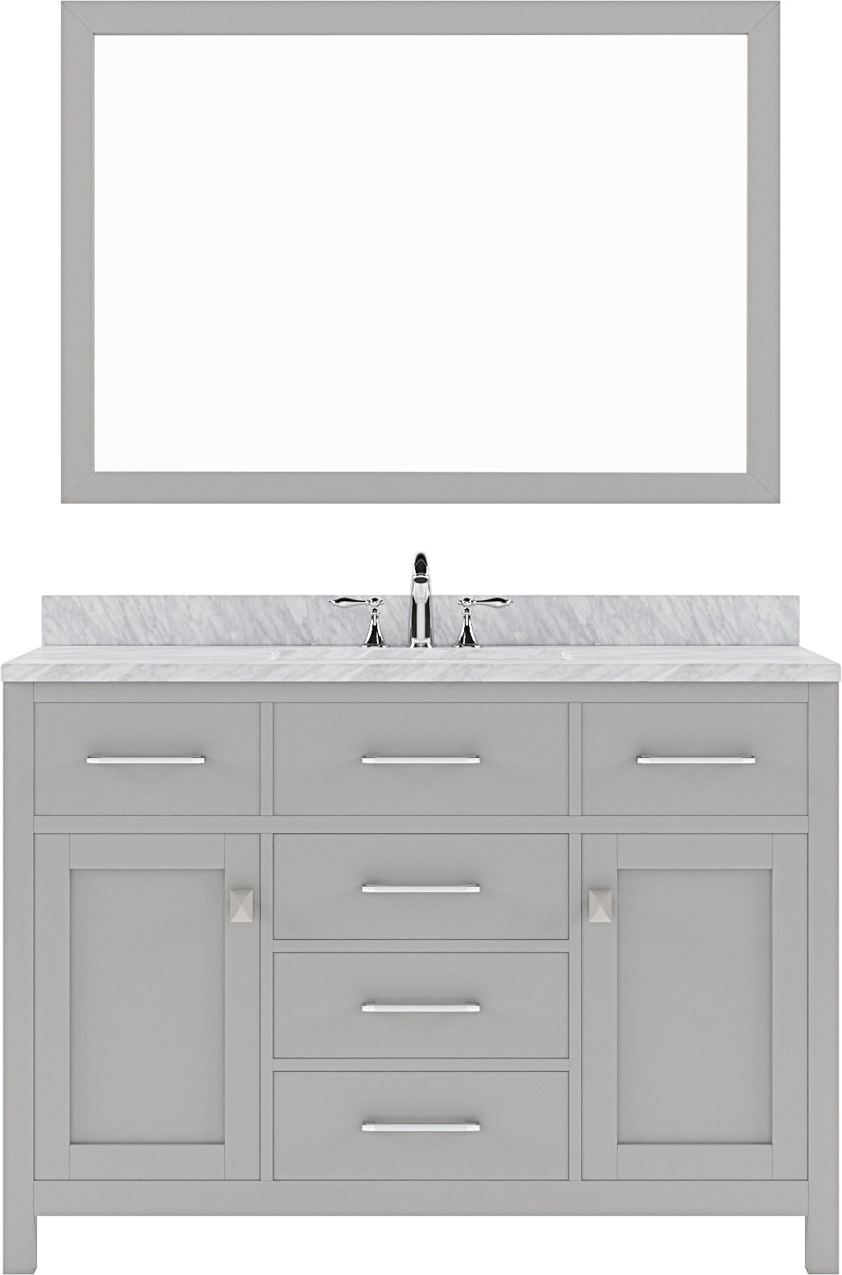 Virtu USA Caroline 48" Single Bath Vanity with White Marble Top and Square Sink with Matching Mirror - Luxe Bathroom Vanities