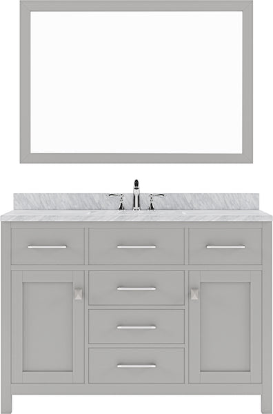 Virtu USA Caroline 48" Single Bath Vanity with White Marble Top and Square Sink with Matching Mirror - Luxe Bathroom Vanities