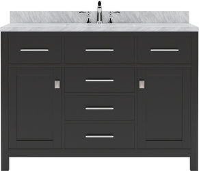 Virtu USA Caroline 48" Single Bath Vanity with White Marble Top and Square Sink with Brushed Nickel Faucet - Luxe Bathroom Vanities