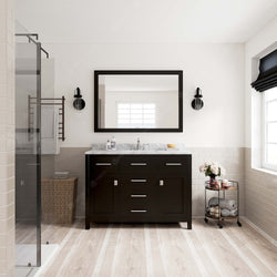 Virtu USA Caroline 48" Single Bath Vanity with White Marble Top and Square Sink with Matching Mirror - Luxe Bathroom Vanities